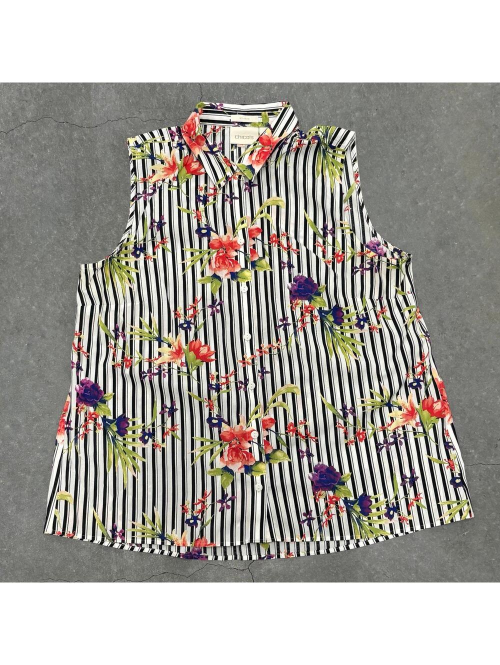 Chico’s Striped Floral Blouse